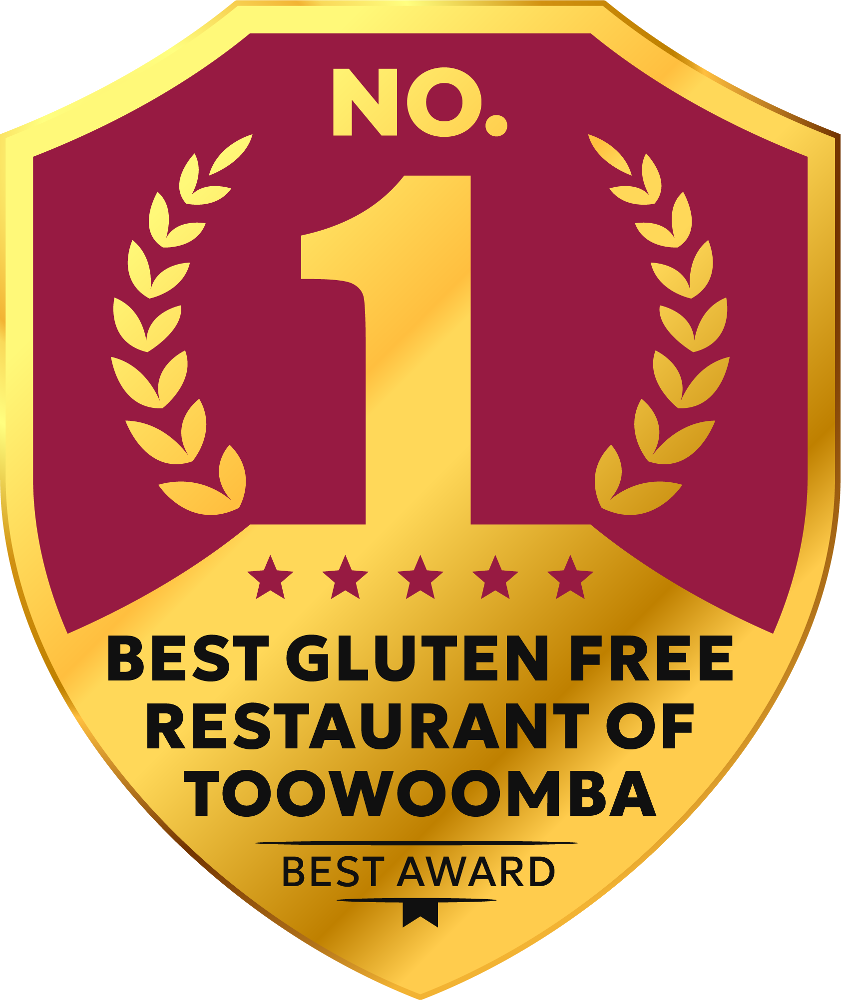 Ice n Spice number 1 best gluten free restaurant of Toowoomba award badge